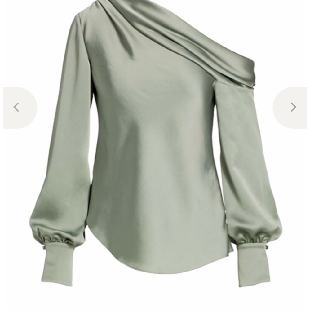 Jonathan Simkhai Asymmetric Blouse in Green - Size S